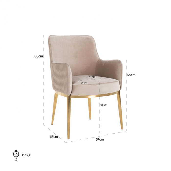 Scaun  Breeze bej  catifelat / auriu mat (rezistent la foc) [5]