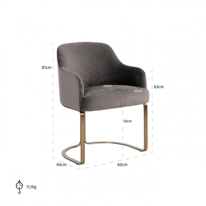 Scaun  Hadley gri  catifelat / auriu mat [5]