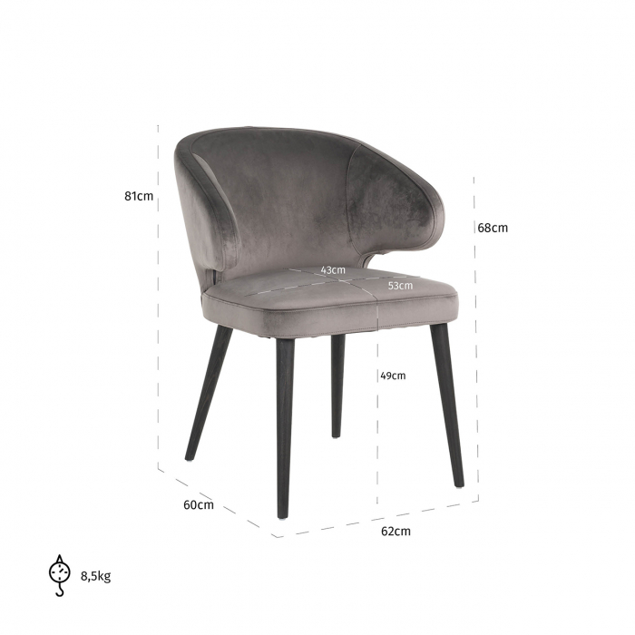Scaun Indigo gri  catifelat [5]