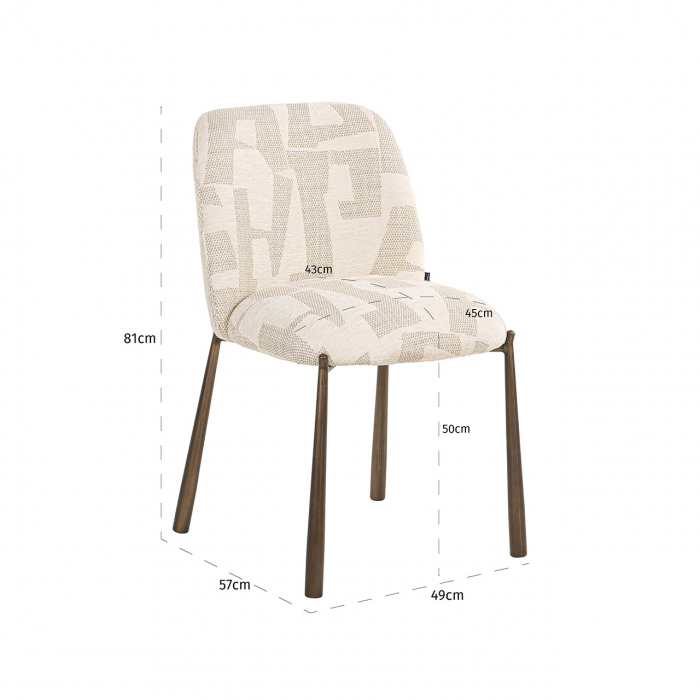 Scaun Lana (set de 2) (Grafic bej), Dims: 81.0 x 49.0 x 57.0 cm [5]