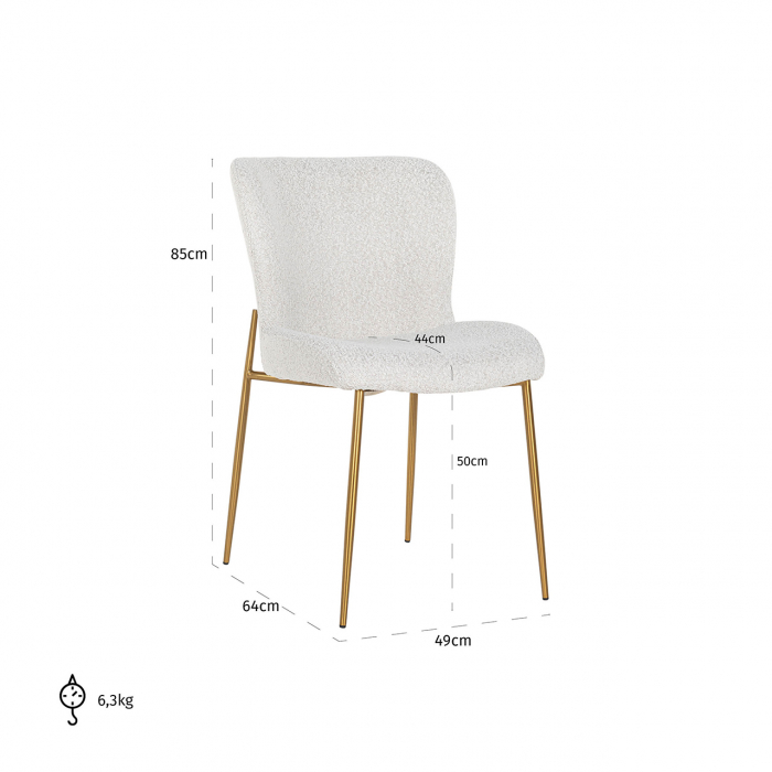 Scaun Odessa alb  bouclé / auriu mat [6]
