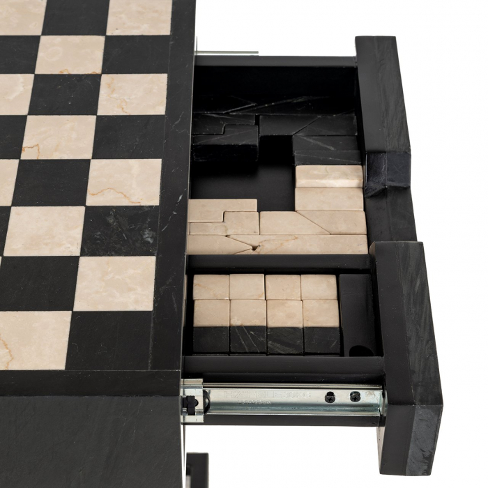 Masă de șah Davos cu 1 sertar (negru), Dims: 62.0 x 44.0 x 44.0 cm [10]