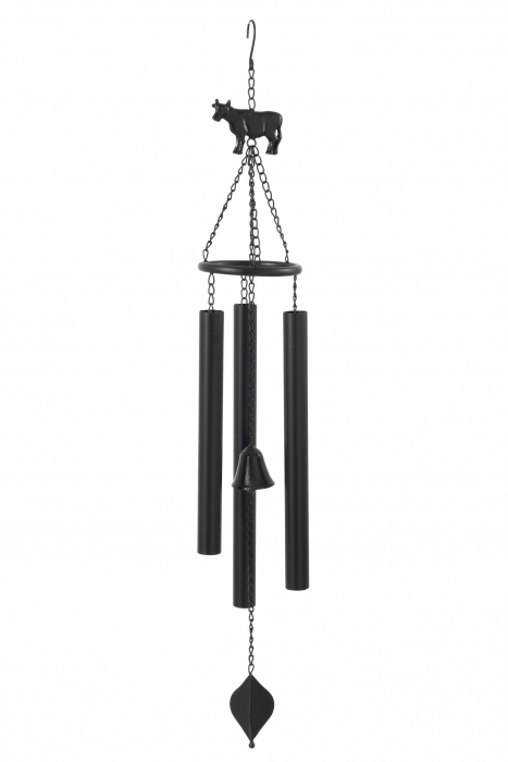 Clopotel de vant, Metal, Negru, 16.5x16.5x117 cm