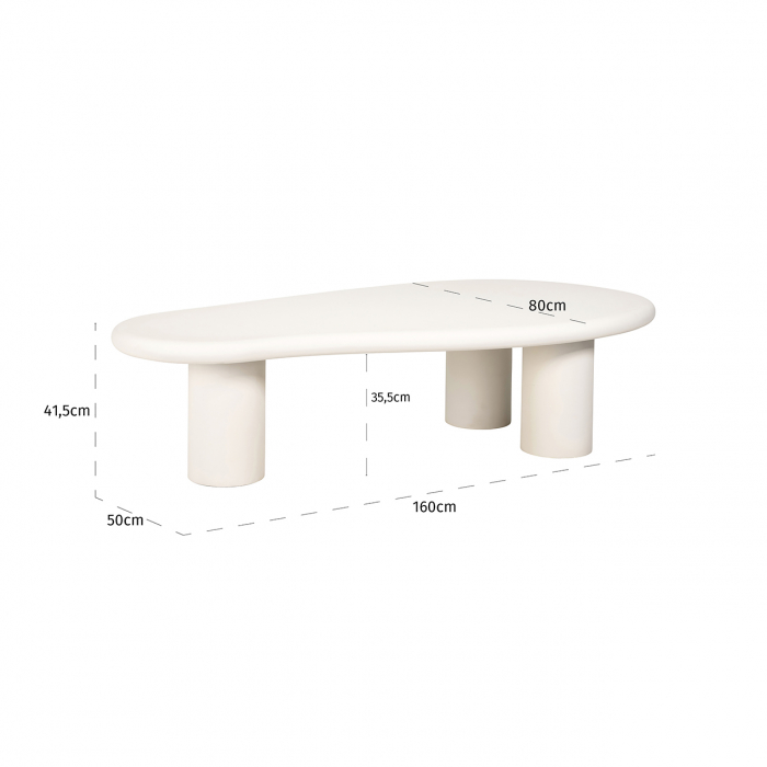 Masuta Bloomstone, MDF, Alb, 41.5x160x80 cm [5]