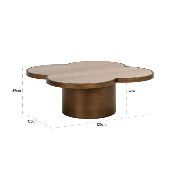 Masuta de cafea, Clover (bej), Dims: 38.0 x 120.0 x 120.0 cm [4]