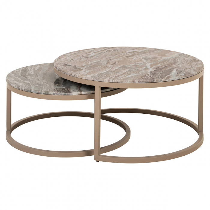 Set de 2 masute de cafea Fairfax (piatră), Dims: 41.5 x 85.0 x 85.0 cm [2]