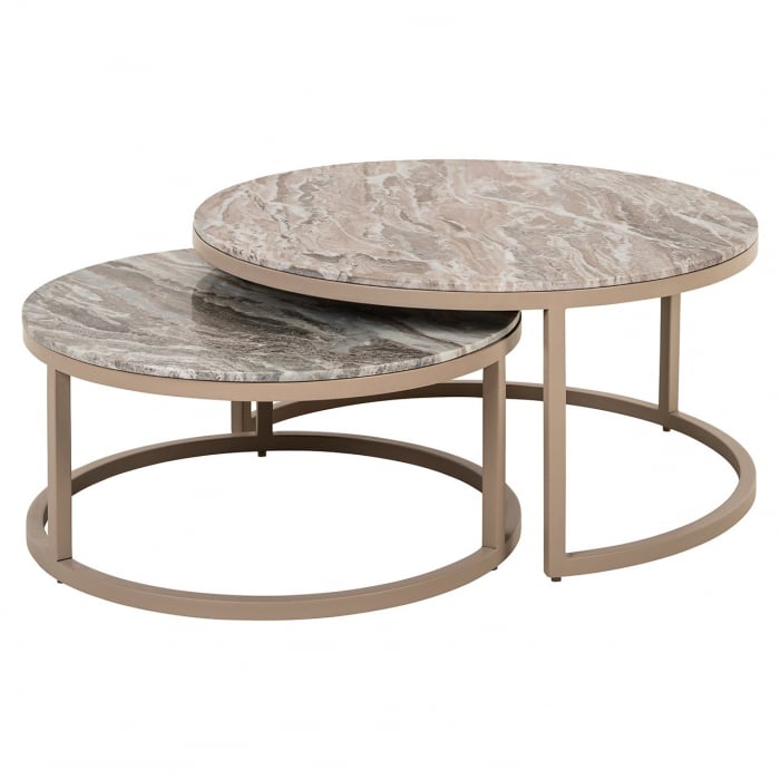 Set de 2 masute de cafea Fairfax (piatră), Dims: 41.5 x 85.0 x 85.0 cm [1]