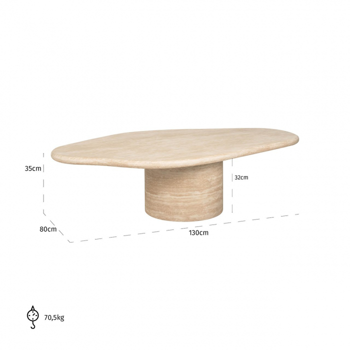 Masuta de cafea, Fictus, 130 imitație travertin (bej), Dims: 35.0 x 130.0 x 80.0 cm [5]