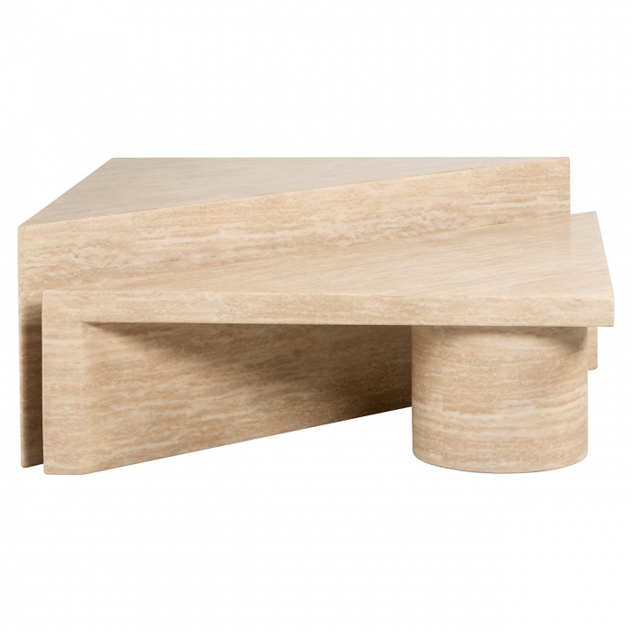 Masuta de cafea Fictus set de 2 travertin artificial (bej) [2]