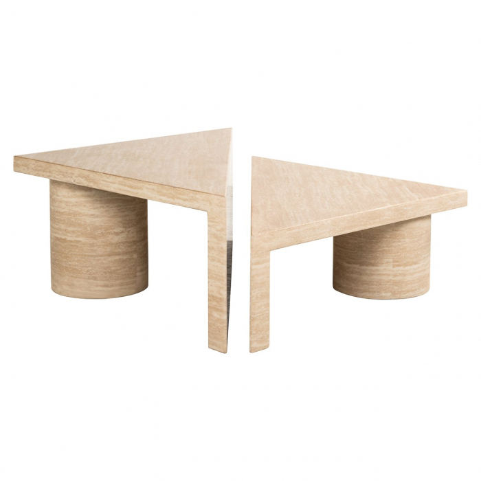 Masuta de cafea Fictus set de 2 travertin artificial (bej) [3]