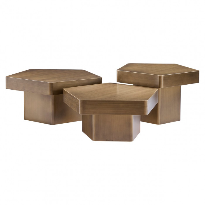 Masuta de cafea, Hexa set de 3 (auriu periat), Dims: 37.0 x 75.0 x 75.0 cm [1]