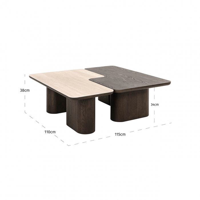 Masuta de cafea, Nando set de 2 (maro), Dims: 38.0 x 165.0 x 90.0 cm [4]