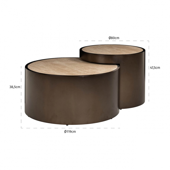 Set de 2 măsuțe de cafea Ronson (bej), Dims: 38.5 x 119.0 x 119.0 cm [4]