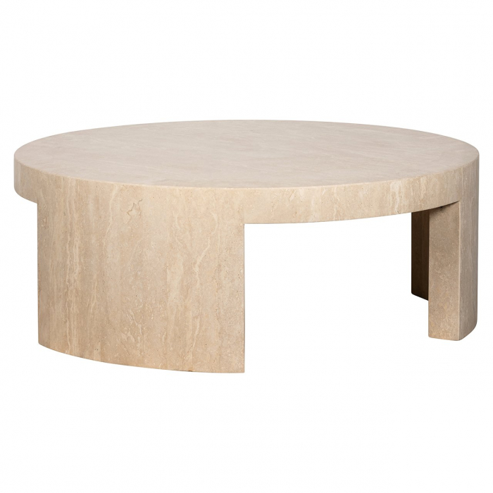 Masuta de cafea, rotundă Biltmore travertin italian (bej), Dims: 36.0 x 100.0 x 100.0 cm [1]