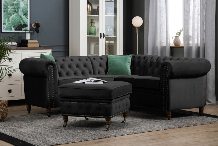 Coltar Chesterfield, Negru, 205x80x86 cm [1]