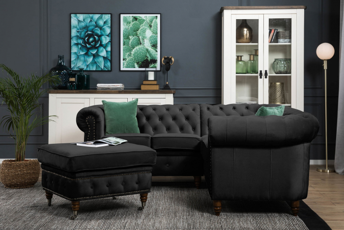 Coltar Chesterfield, Negru, 205x80x86 cm [2]