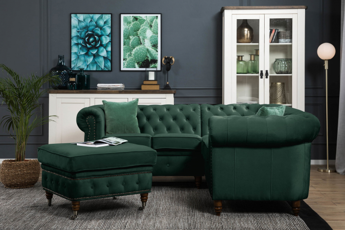 Coltar Chesterfield, Verde, 205x80x86 cm [2]