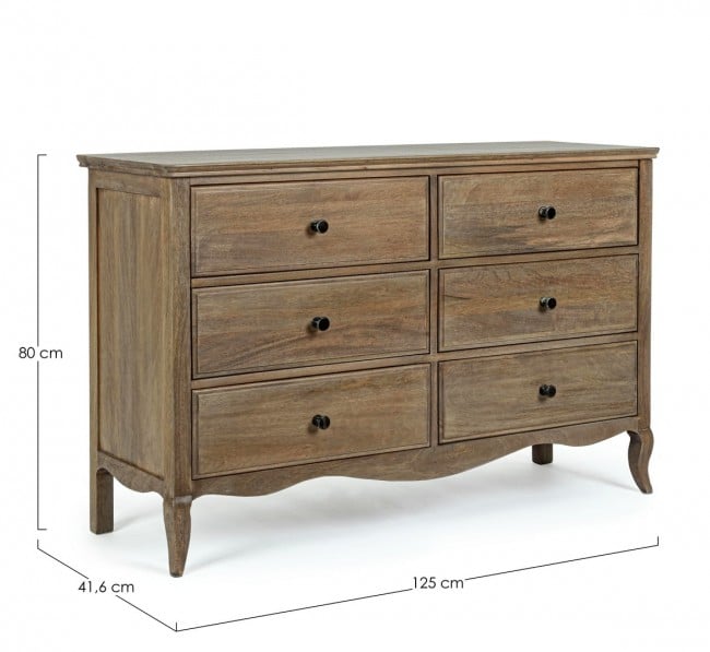 Comoda Domitille, Lemn de mango, Maro, 125x41.6x80 cm  [2]