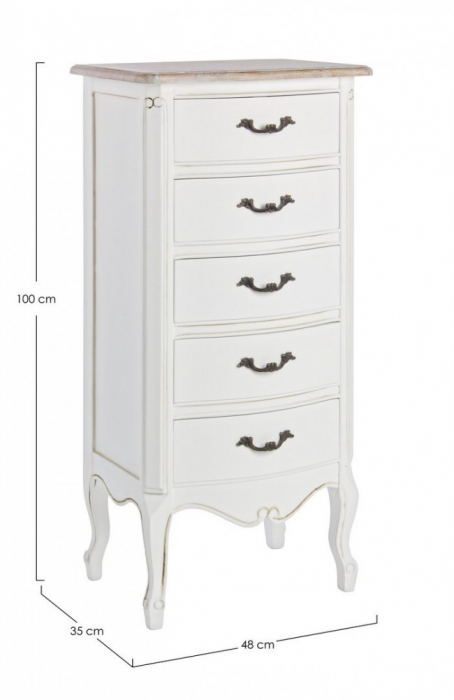 Comoda JUSTINE, lemn, alb, 48x35x100cm [2]