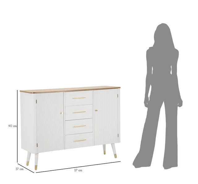 Comoda Matera, Lemn/MDF/Fier, Alb/Maro, 90x117x37 cm [11]