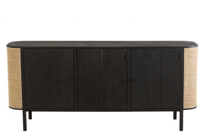 Comoda Molly, Lemn, Negru, 180x45x80 cm [2]