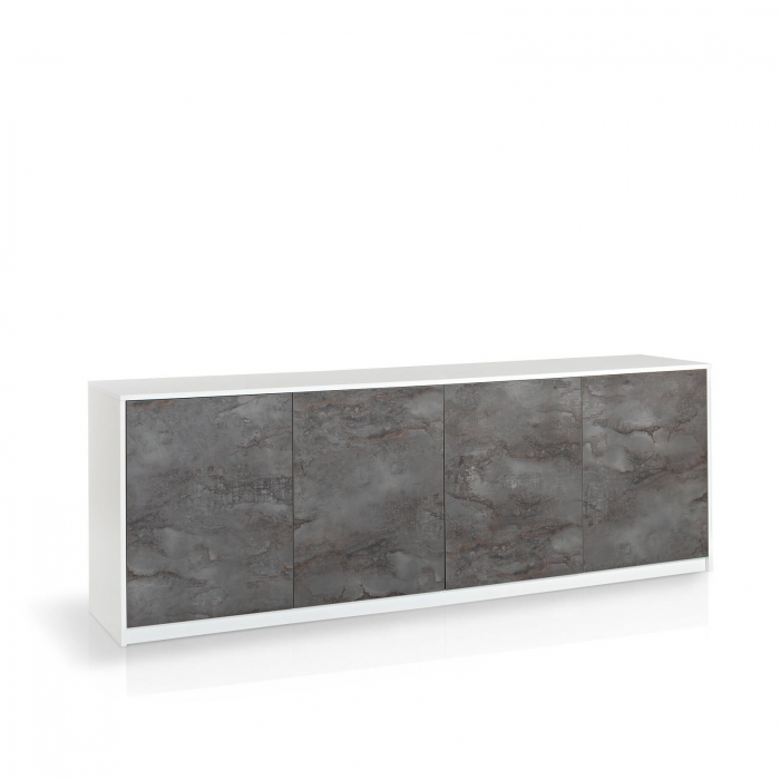 Comoda TV BLOIS, Melamina, Alb Gri, 238x50x83 cm lotusland.ro imagine noua elgreco.ro