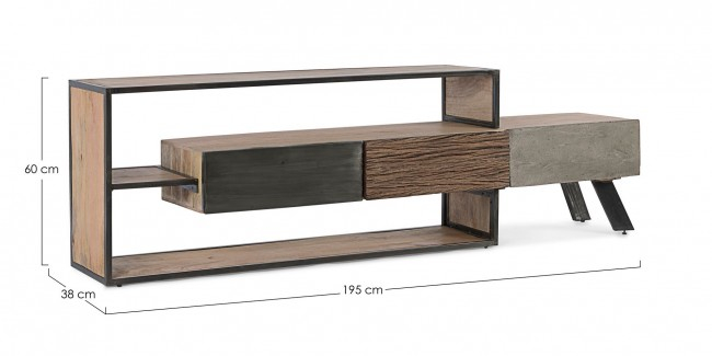 Comoda tv Manchester, Lemn, Natur, 195x38x60 [2]