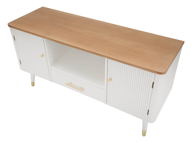 Comoda TV Matera, Lemn/MDF/Fier, Alb/Maro, 60x117x40 cm [7]