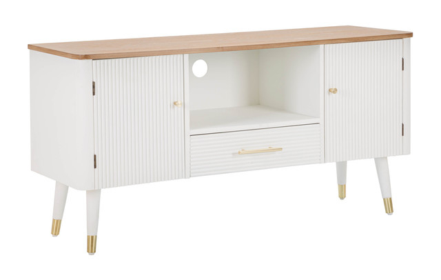 Comoda TV Matera, Lemn/MDF/Fier, Alb/Maro, 60x117x40 cm [3]