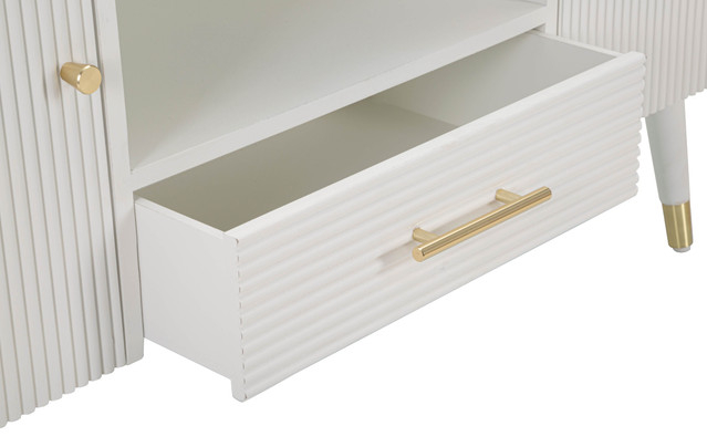 Comoda TV Matera, Lemn/MDF/Fier, Alb/Maro, 60x117x40 cm [6]
