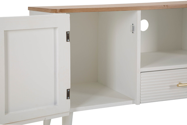 Comoda TV Matera, Lemn/MDF/Fier, Alb/Maro, 60x117x40 cm [10]