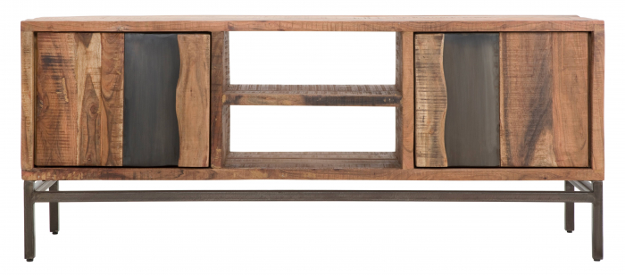 Comoda TV Yellowstone, Lemn/Fier, Maro/Negru, 149x44x64 cm [2]