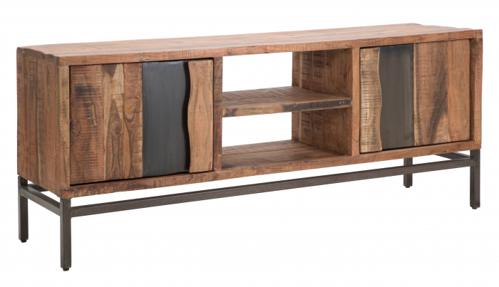 Comoda TV Yellowstone, Lemn/Fier, Maro/Negru, 149x44x64 cm [3]