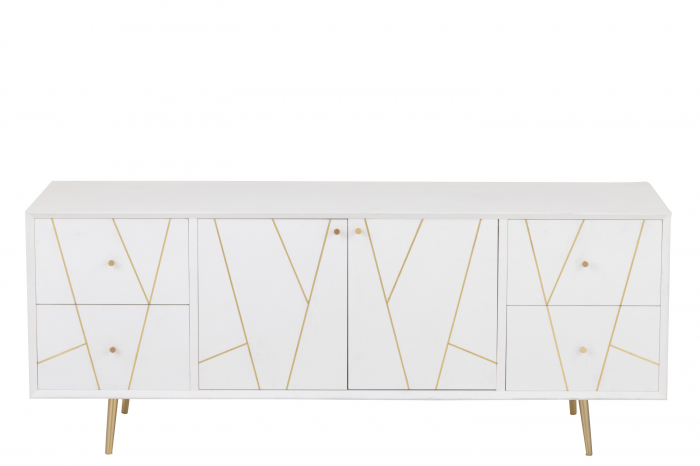 Comoda Wood, Lemn, Alb, 150x45x59 cm [2]