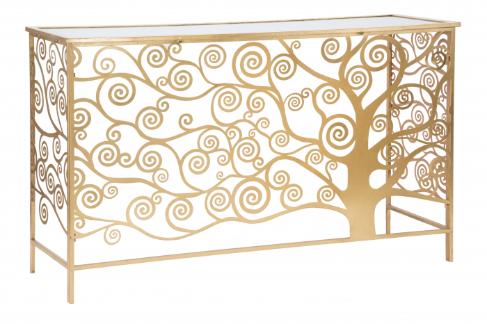 Consola Albero Della Vita, Fier, MDF/Oglinda, Auriu, 81,5x141,5x40,5 cm [2]