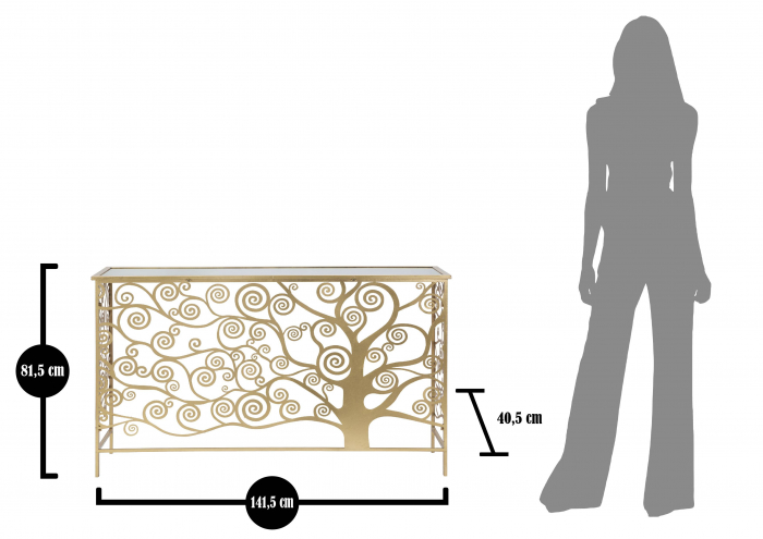 Consola Albero Della Vita, Fier, MDF/Oglinda, Auriu, 81,5x141,5x40,5 cm [8]