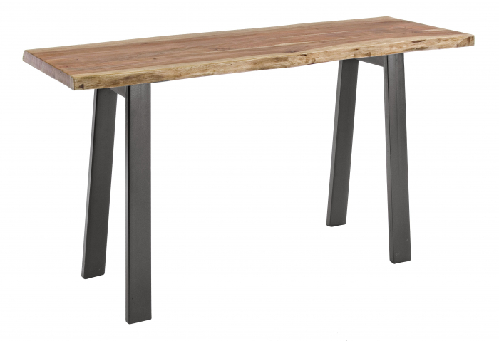 Consola Aron, Otel/Lemn, Negru/Maro, 130x45x76 cm [4]