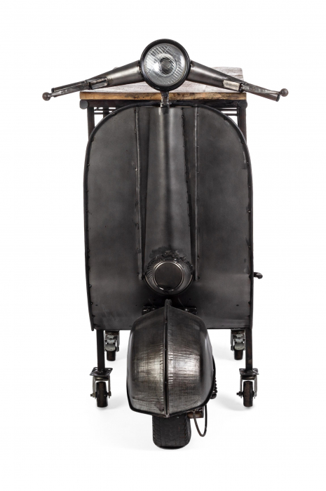 Consola bar Vespa Replica, Otel/Lemn, Maro/Negru, 183x43x105 cm [5]