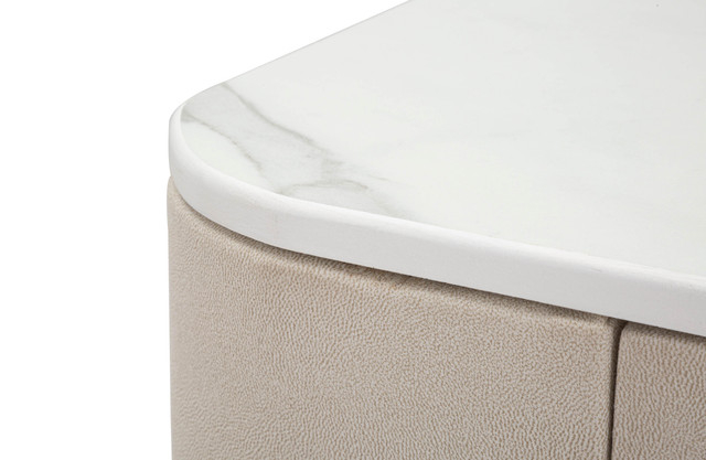Consola Beauty 2 sertare, Lemn/MDF/Metal, Crem/Auriu, 80x70x40 cm [8]