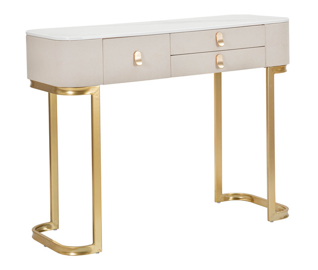 Consola Beauty, Lemn/MDF/Metal, Crem/Auriu, 80x100x40 cm [2]