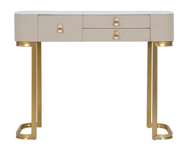 Consola Beauty, Lemn/MDF/Metal, Crem/Auriu, 80x100x40 cm [3]