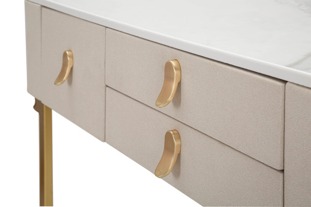 Consola Beauty, Lemn/MDF/Metal, Crem/Auriu, 80x100x40 cm [7]