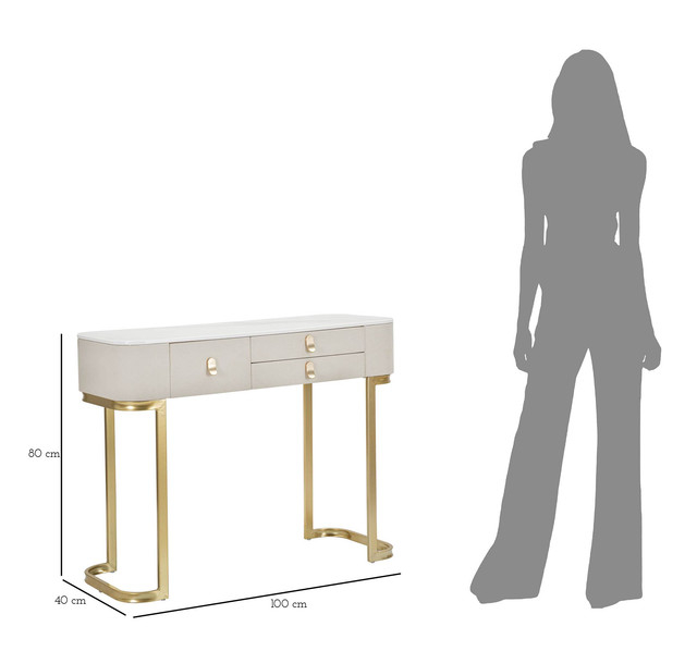 Consola Beauty, Lemn/MDF/Metal, Crem/Auriu, 80x100x40 cm [10]