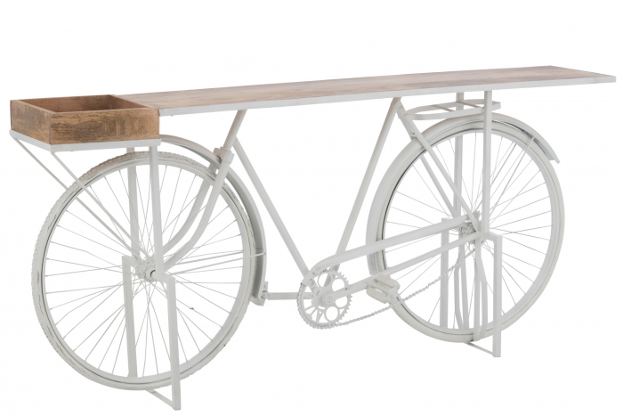 Consola Bicycle, Metal, Alb, 185x36x85.5 cm Jolipa