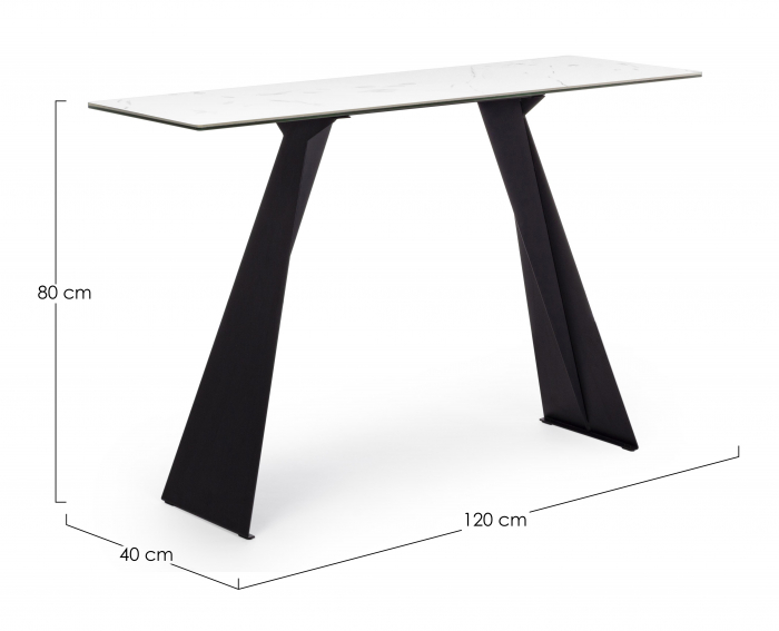 Consola Blazar, Otel/Ceramica/Sticla, Alb/Negru, 120x40x80 cm [4]