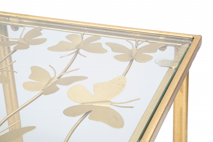Consola Butterflies, Fier/Sticla, Auriu, 80x100x35 cm [2]