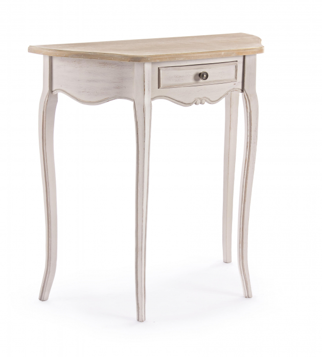 Consola Clarisse 1 sertar, MDF/Lemn, Maro/Alb, 80x35x80 cm [2]