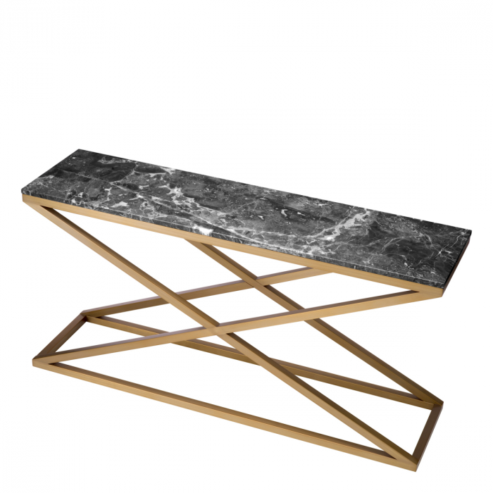 Consolă Criss Cross finisaj alamă marmură gri [4]