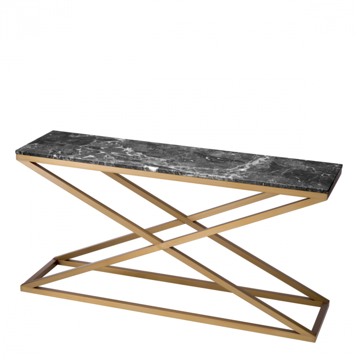 Consolă Criss Cross finisaj alamă marmură gri [3]