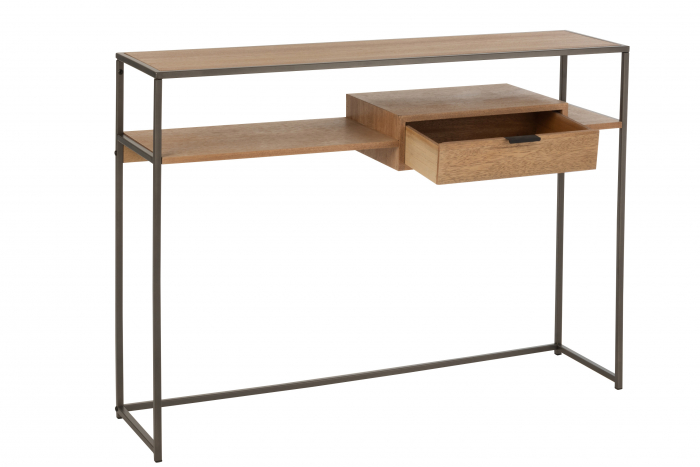 Consola cu 1 sertar, Lemn/Metal, Natural, 120x30x86 cm [5]